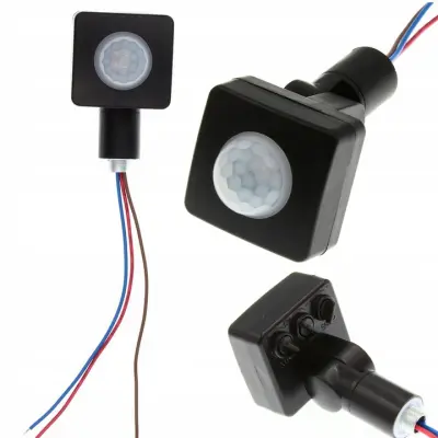 Rosfix Senzor Gibanja PIR 230V – 20 mm, 100W, 6 m Domet, 360°, M10x1, Črn | Nastavljiv Čas in LUX