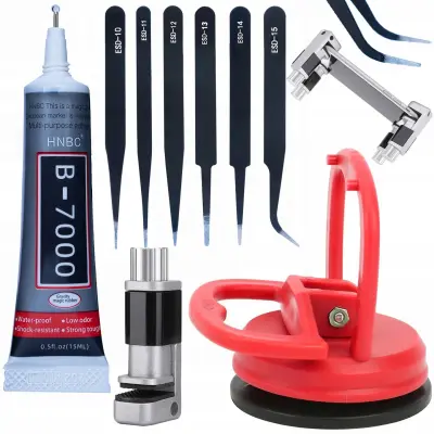 Rosfix sesalna naprava za LCD zaslone 55mm + lepilo B-7000 15ml + držalo za LCD zaslone + komplet 6 natančnih pincet