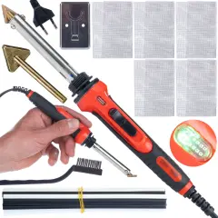 ROSFIX RED ODYSSEY 100W PLASTIČNI SPAJKALNIK RRO100W + PLASTIČNI KOMPLET (2X PP, PE, ABS, PVC), 5 MREŽIC, IZVIJAČ, SPAJKALNA KONICA IN STOJALO