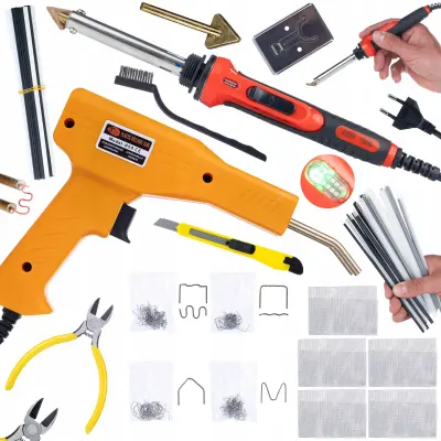 RED ODYSSEY 100W PLASTIČNI SPAJKALNIK RRO100W PLASTIČNI KOMPLET 5 MREŽNIH IZVIJAČNIH KONIC IN STOJALO + PLASTIČNI SPENJAČ 200 SPONK