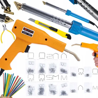 BLUE LARK 80W BL80W ELEKTRIČNI SPAJKALNIK SERIJE S + PLASTIČNI SPENJAČ V KOVČKU 200 SPONK + 800 SPONK + KOMPLET PROWELDER MINI LEPILNI KOMPLET