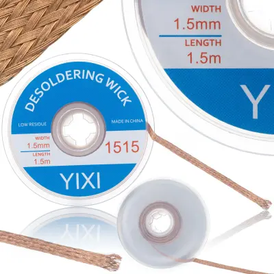 Rosfix Pletenica za Odstranjevanje Spajke – 1,5 mm x 1,5 m, Baker, S Topilom, Za Servis Elektronike