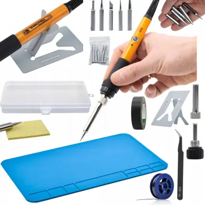 Rosfix Rosfix natančen spajkalnik s potenciometrom Rosfix Orange Pitbull OP60W+Podloga 20x30+Goba+Cina 0,8x10+Upogn tweezers+Črna izolacijska trak+BOX