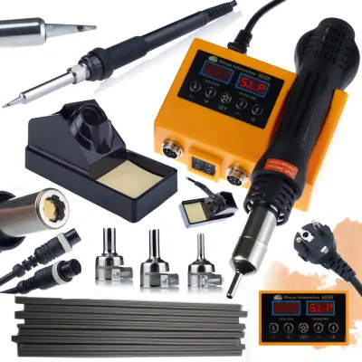 ROSFIX 2-V-1 SPAJKALNA POSTAJA (HOT-AIR IN 900M) ROSFIX ORANGE HUSKY OH660 SERIES ELECTRIC S + PP PLASTIC WELDING FILLER BLACK 10PCS 20CM