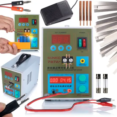 Rosfix Zgrnjevalnik Točk Sunkko 787A+ – 1,5 kW, 50–800 A, LED, Polnilnik 4,2–15 V | Za Litijeve Baterije