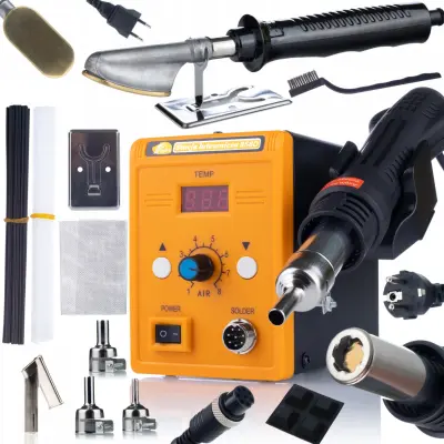 ROSFIX POSTAJA ZA SPAJKANJE Z VROČIM ZRAKOM ROSFIX 858D + PLASTIČNA ŠOBA ZA VARJENJE Y8X9 (IZHOD 8 MM, VARJENJE DO 9 MM) + PLASTIČNI GLADILNIK