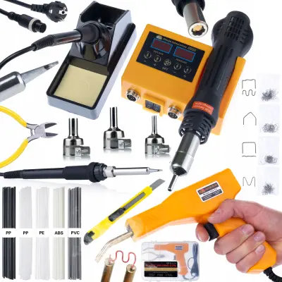 KOMPLET SPAJKALNE POSTAJE 2 V 1 (HOT-AIR IN 900M) ROSFIX ORANGE HUSKY OH660+ PLASTIČNA SPENJAČA V KOVČKU + 200 SPONK + PROWELDER KIT MINI (5 VEZAV)