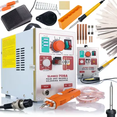 Rosfix Zgrzewarka Sunkko 709A – Točkovno Varjenje Baterij z Lutilnikom T12 | 3,2 kW, 500A, 220V, 50W