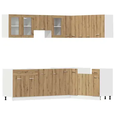 vidaXL Komplet kuhinjskih omaric 11-delni artisan hrast inženirski les