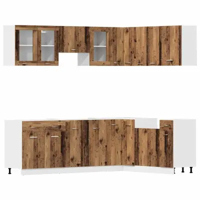 vidaXL Komplet kuhinjskih omaric 11-delni starinski les inženirski les