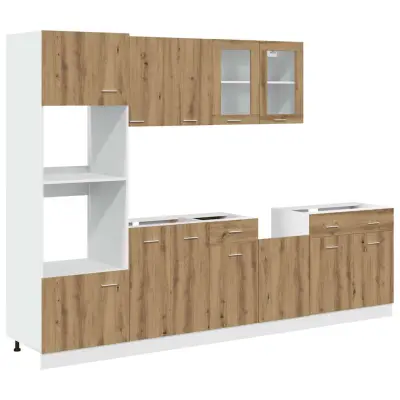 vidaXL Komplet kuhinjskih omaric 7-delni artisan hrast inženirski les