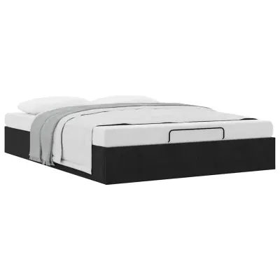 vidaXL Otomanski posteljni okvir brez vzmetnice Črna 140x190 cm Velvet