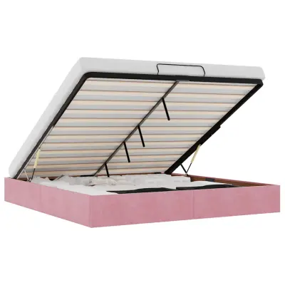 vidaXL Otomanski posteljni okvir brez vzmetnice roza 200x200 cm žamet