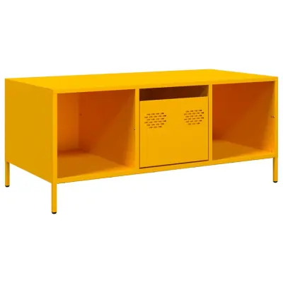 vidaXL Klubska mizica gorčično rumena 101,5x50x43,5 cm valjano jeklo