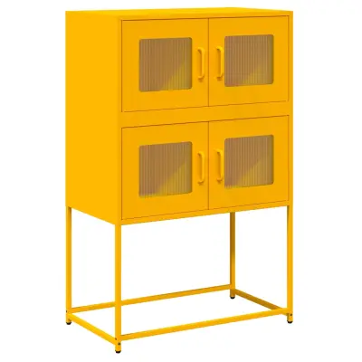 vidaXL Highboard Gorčično rumena 68x39x107 cm Jeklo