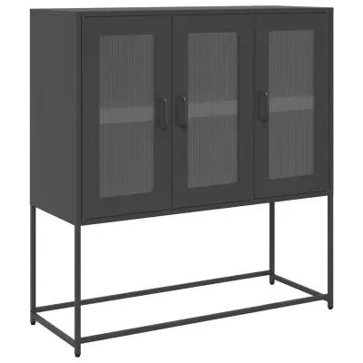 vidaXL Komoda črna 100,5x39x107 cm hladno valjano jeklo