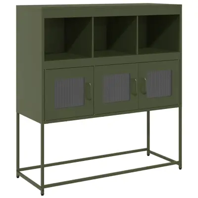 vidaXL Komoda olivno zelena 100,5x39x107 cm hladno valjano jeklo