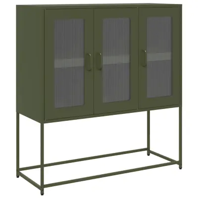vidaXL Komoda olivno zelena 100,5x39x107 cm hladno valjano jeklo