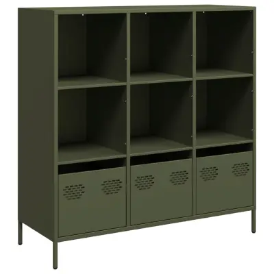 vidaXL Visoka omara olivno zelena 101,5x39x103,5 cm jeklo