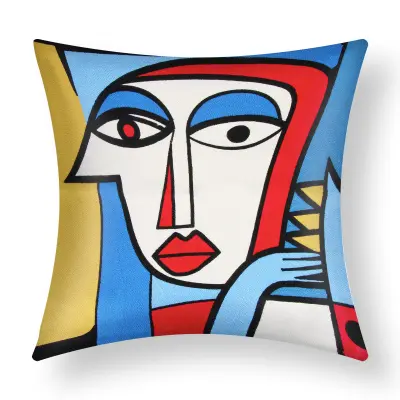 Komplet 2 prevlek za blazine 45x45 cm Izvezena umetnina Elyna, Večbarvno
