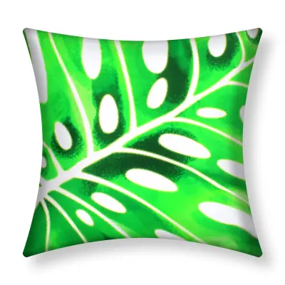 Komplet 2 prevlek za blazino 40x40 cm Monstera Design, Blanc / Vert