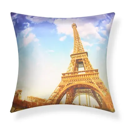 Komplet 2 prevlek za blazine 40x40 cm Antique Eiffel Tower Design, Večbarvno