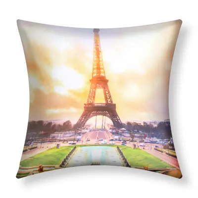 Komplet 2 prevlek za blazine 40x40 cm Moderno oblikovanje Eifflovega stolpa, Večbarvno