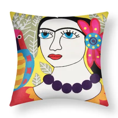Komplet 2 prevlek za blazine 45x45 cm Izvezena umetniška barva Saphira, Večbarvno