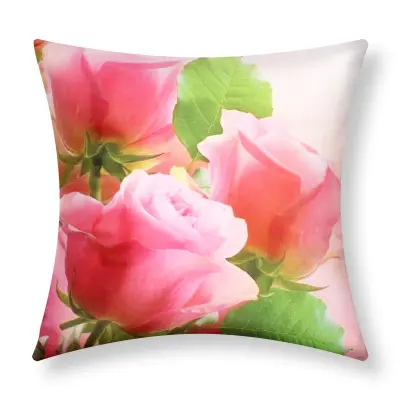 Komplet 2 prevlek za blazino 40x40 cm Šopek vrtnic Design, Roza