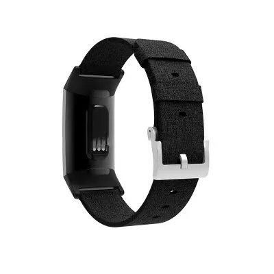 Canvas Najlonski Pašček za Uro za Fitbit Charge 3 Black