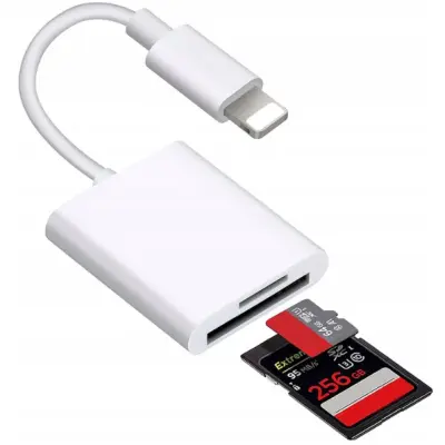 CO2 ČITALNIK KARTIC 2V1 NA LIGHTNING IPHONE ADAPTER MICRO SD/TF 256GB