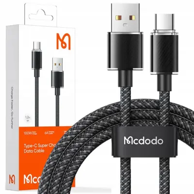 KABEL USB-C, ZMOGLJIV, SUPERHITER, MCDODO, 100W, 2M, ČRN