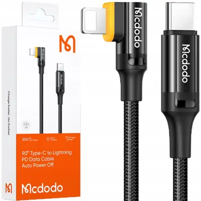 MCDODO KOTNI KABEL USB-C STRELA HITRO POLNJENJE 36W ZA IPHONE LED 1M