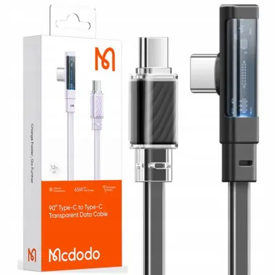 MCDODO KOTNI USB-C KABEL ZA HITRO POLNJENJE USB TIPA C 3A 65W ČRN 1M