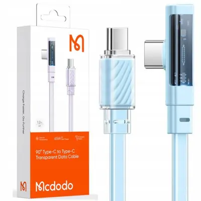 MCDODO KOTNI USB-C KABEL ZA HITRO POLNJENJE USB TIPA C 3A 65W MODRI 1M