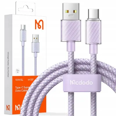 KABEL USB-C, ZMOGLJIV, SUPERHITER, MCDODO, 100W, 2M, VIJOLIČEN