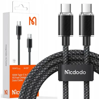 MCDODO MOČAN IZJEMNO HITER KABEL USB-C PD 100W 2M ČRN