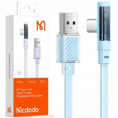 MCDODO KOTNI USB-C KABEL ZA HITRO POLNJENJE USB TIPA C 6A 100W MODRI 1M