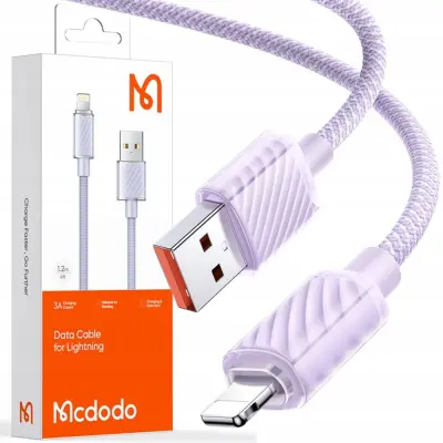 MCDODO POLNILEC LIGHTNING USB KABEL ZA IPHONE 11 12 13 14 PRO 2M VIJOLIČNA