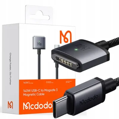 MCDODO POLNILNI ADAPTER KABEL MACBOOK AIR PRO USB-C MAGSAFE 3 140W 2M