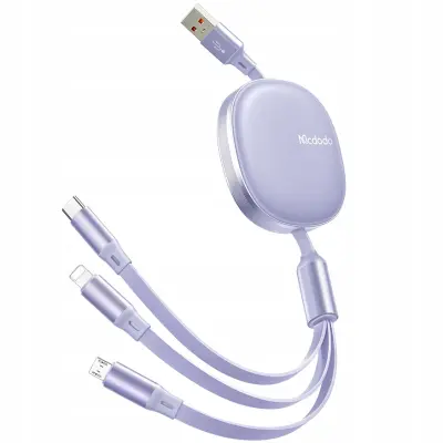 MCDODO IZVLEČNI TELEFONSKI KABEL ZA IPHONE/ MICRO USB/ USB-C 3V1 66W 1200