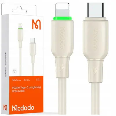 MCDODO POLNILEC USB-C LIGHTNING HITRI POLNILNI KABEL ZA IPHONE 1M VODIL BEŽ