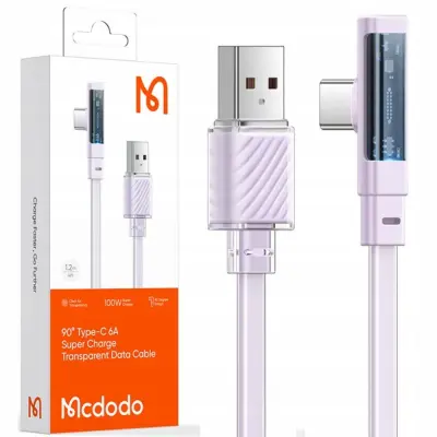 MCDODO KOTNI USB-C KABEL ZA HITRO POLNJENJE USB TIPA C 6A 100W VIJOLIČNA 2M