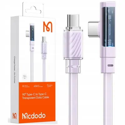 MCDODO KOTNI USB-C KABEL ZA HITRO POLNJENJE USB TIPA C 3A 65W VIJOLIČNA 2M
