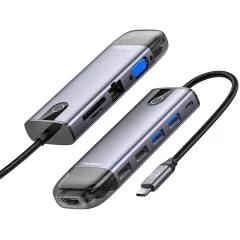 MCDODO ADAPTER HUB USB-C HDMI USB SD GIGABIT RJ45 ZA MACBOOK M