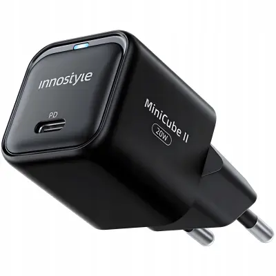 INNOSTYLE HITRI POLNILEC CUBE USB-C 20W USB TIPA C GAN II ZA IPHONE LED
