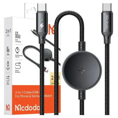 MCDODO INDUKCIJSKI POLNILEC ZA SAMSUNG GALAXY WATCH 2V1 USB-C LAPTOP KABEL