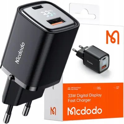 MCDODO HITRI POLNILEC ZA TELEFON 2X USB USB-C GAN 33W METER