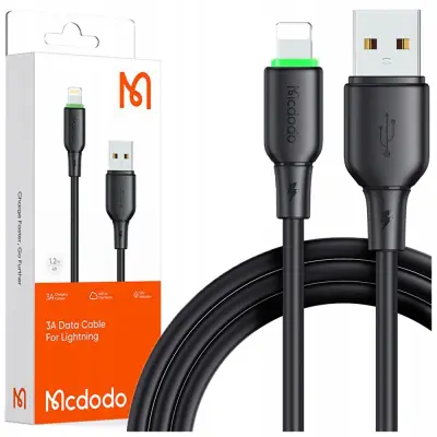 MCDODO POLNILEC USB STRELA HITRO POLNJENJE KABEL ZA IPHONE 1M VODIL ČRNO