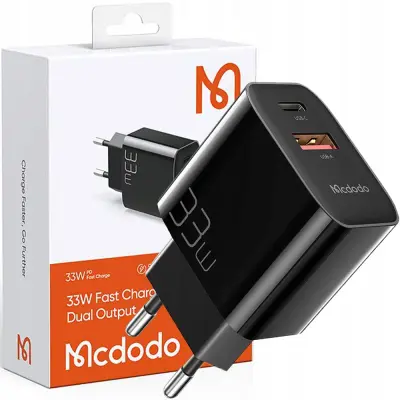 MCDODO HITRI POLNILEC ZA TELEFON Z NAPAJANJEM 2X USB USB-C PD 33W